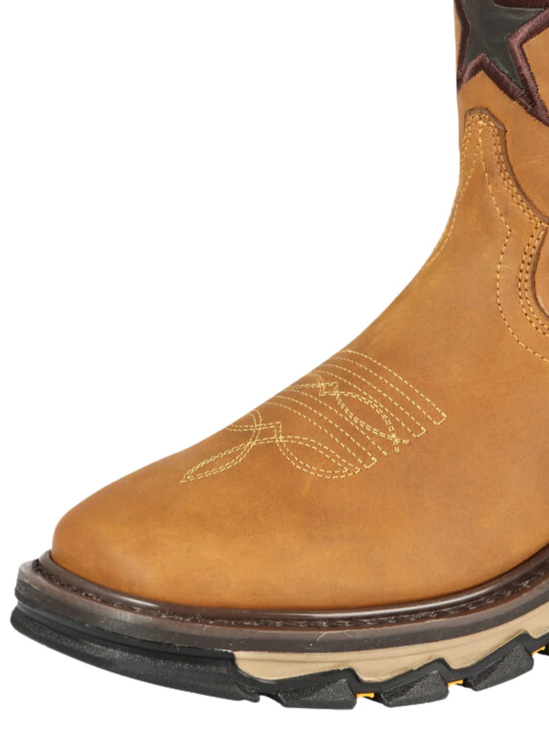 Men's Genuine Leather Pull - On Soft Toe Western Work Boots 'El General' Honey 44690 - BELLEZA'S - Men's Genuine Leather Pull - On Soft Toe Western Work Boots 'El General' Honey 44690 - Men's Work Boot - 04469001