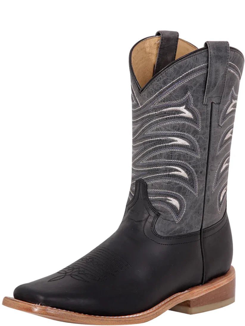 Men's Genuine Leather Western Rodeo Cowboy Boots 'El General' Crazy Black 42994 - BELLEZA'S - Men's Genuine Leather Western Rodeo Cowboy Boots 'El General' Crazy Black 42994 - Men's Boot - 04299401
