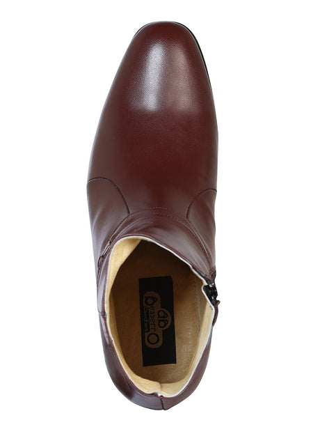 Men's Goat Leather Side Zipper Classic Dress Ankle Boots 'El Besserro' Wine Color 1912 - BELLEZA'S - Men's Goat Leather Side Zipper Classic Dress Ankle Boots 'El Besserro' Wine Color 1912 - Men's Ankle Boots - 00191201