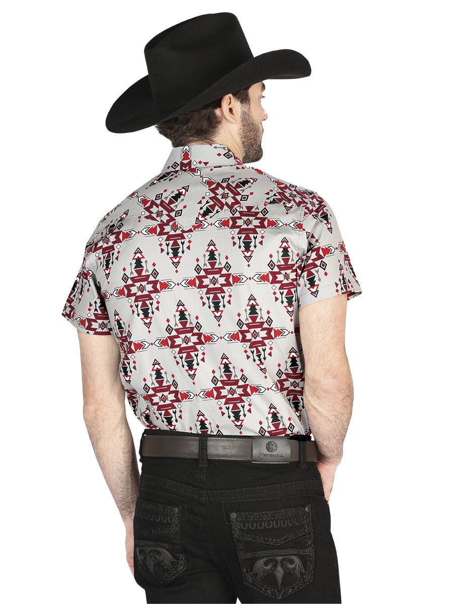 Men's Gray Short Sleeve Shirt Western Cowboy El Señor De Los Cielos 44446 - BELLEZA'S - Men's Gray Short Sleeve Shirt Western Cowboy El Señor De Los Cielos 44446 - Men's Shirt - 04444601