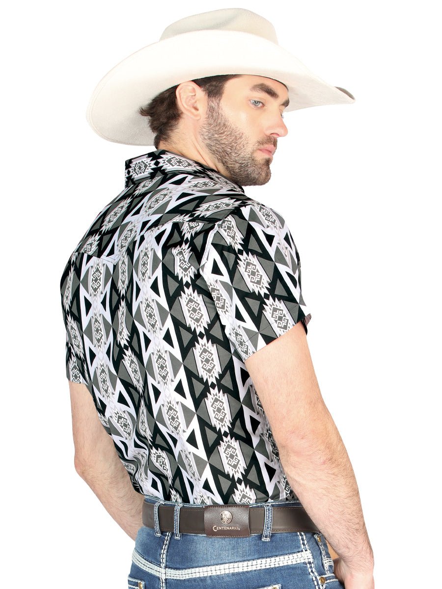 Men's Gray Short Sleeve Shirt Western Cowboy El Señor De Los Cielos 44459 - BELLEZA'S - Men's Gray Short Sleeve Shirt Western Cowboy El Señor De Los Cielos 44459 - Men's Shirt - 04445901