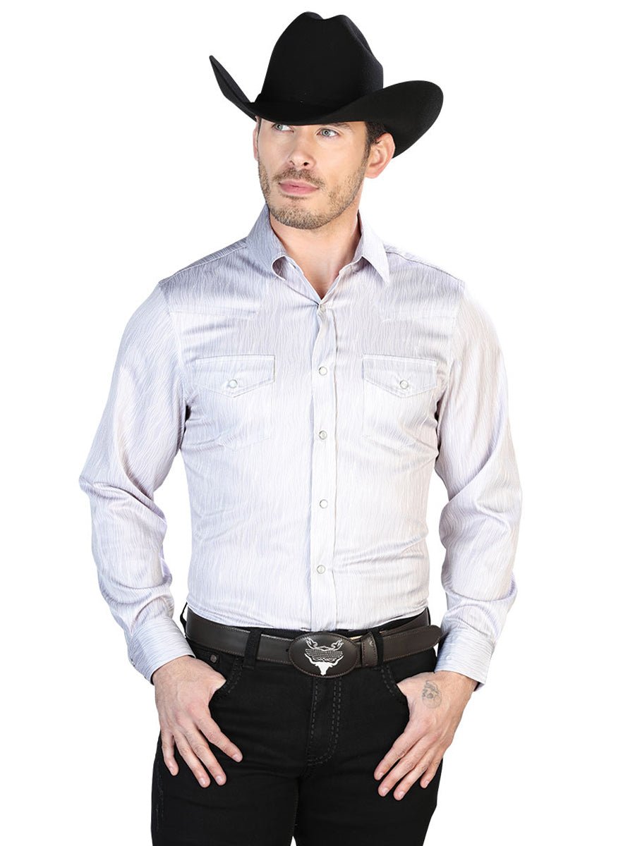 Men's Grey Casual Printed Long Sleeve Western Shirt 'El Señor de los Cielos' 43949 - BELLEZA'S - Men's Grey Casual Printed Long Sleeve Western Shirt 'El Señor de los Cielos' 43949 - Men's Shirt - 04394901
