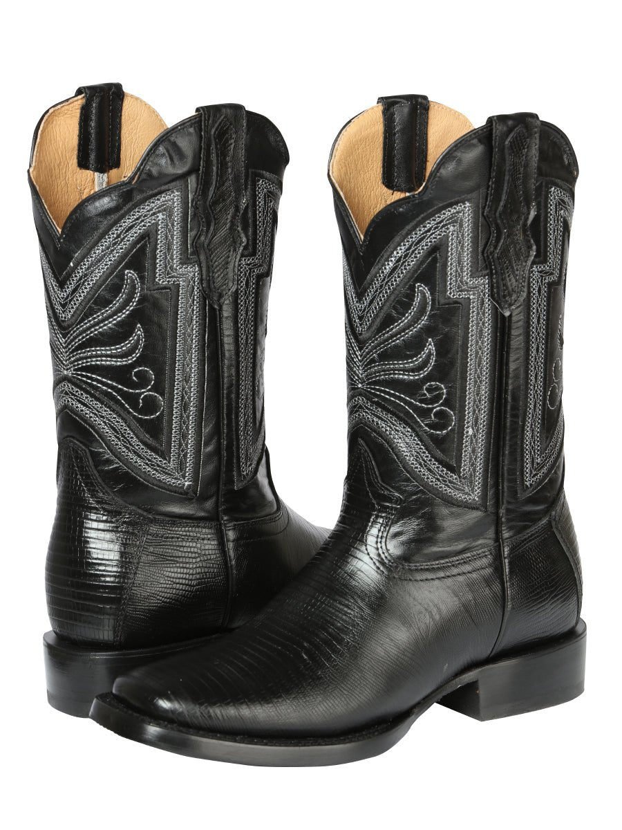 Men's Imint. Lizard Printed Western Cowboy Boots 'El General' Black 44666 - BELLEZA'S - Men's Imint. Lizard Printed Western Cowboy Boots 'El General' Black 44666 - Men's Boot - 04466601