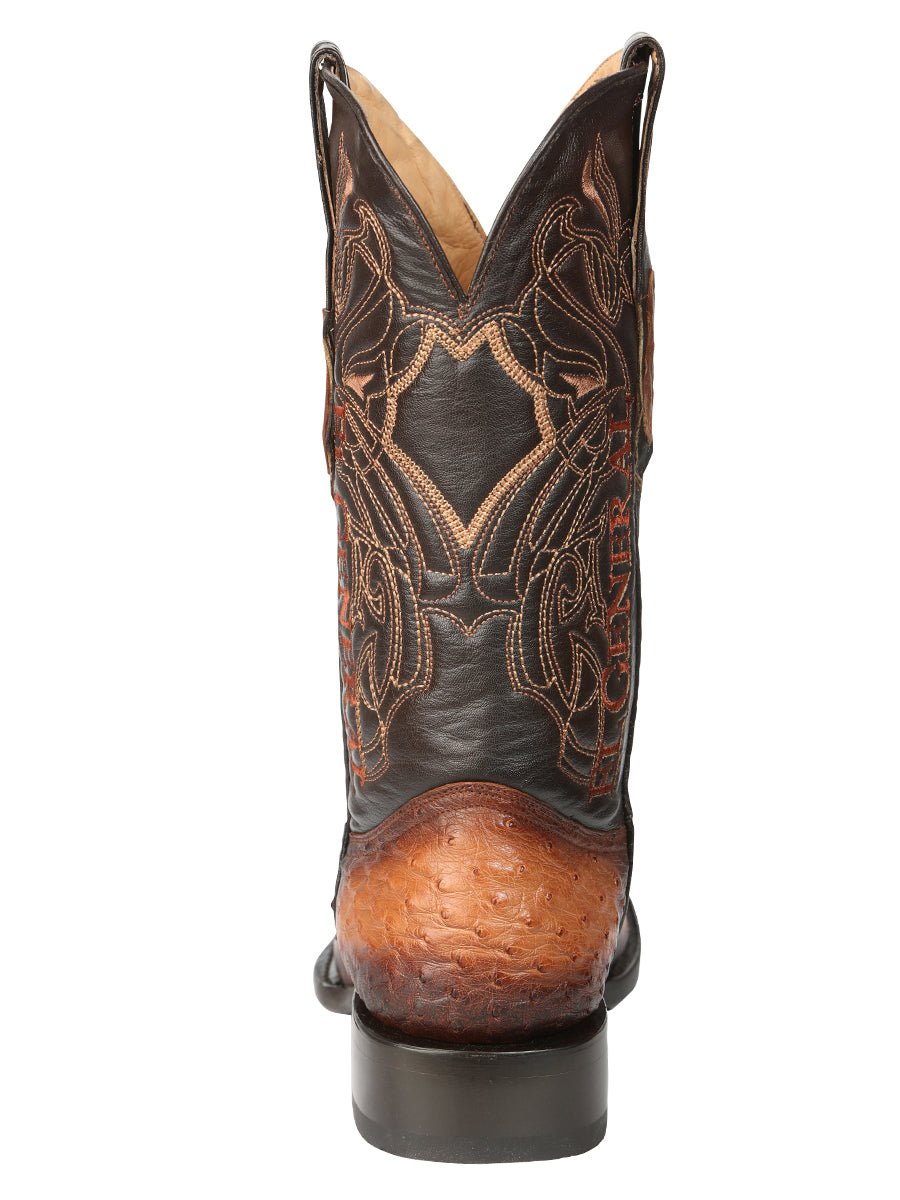 Men's Leather Full Quill Ostrich Exotic Cowboy Boots 'El General' Cognac 45517 - BELLEZA'S - Men's Leather Full Quill Ostrich Exotic Cowboy Boots 'El General' Cognac 45517 - Men's Boot - 04551701