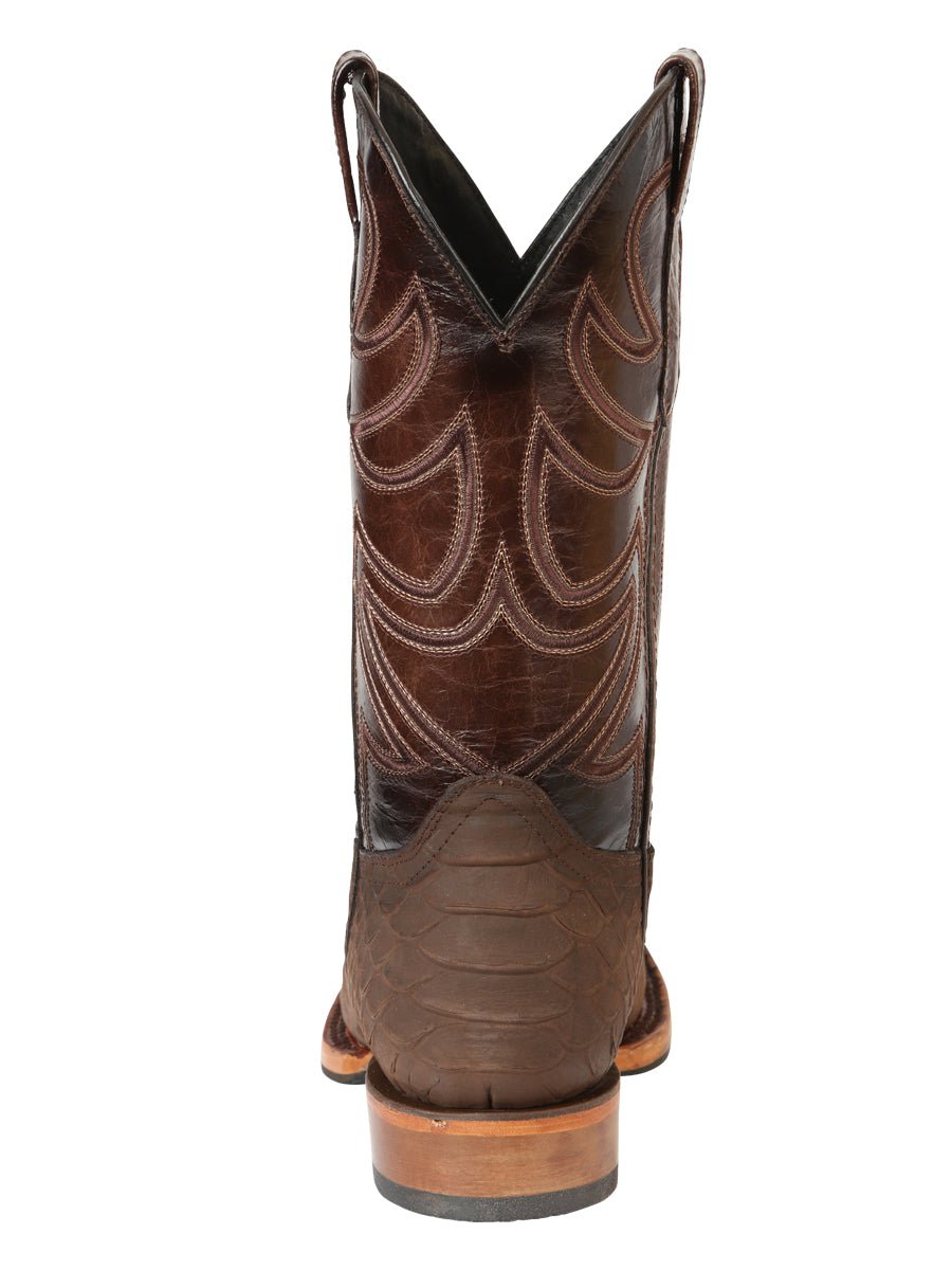 Men's Leather Imitation Python Clasic Rodeo Cowboy Boots 'El General' Brown 45562 - BELLEZA'S - Men's Leather Imitation Python Clasic Rodeo Cowboy Boots 'El General' Brown 45562 - Men's Boot - 04556201