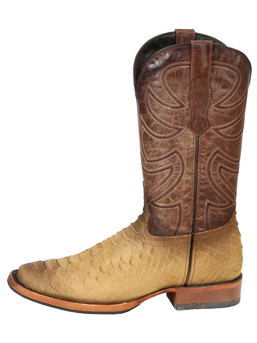 Men's Leather Imitation Python Exotic Rodeo Cowboy Boots 'El General' Honey 45563 - BELLEZA'S - Men's Leather Imitation Python Exotic Rodeo Cowboy Boots 'El General' Honey 45563 - Men's Boot - 04556301