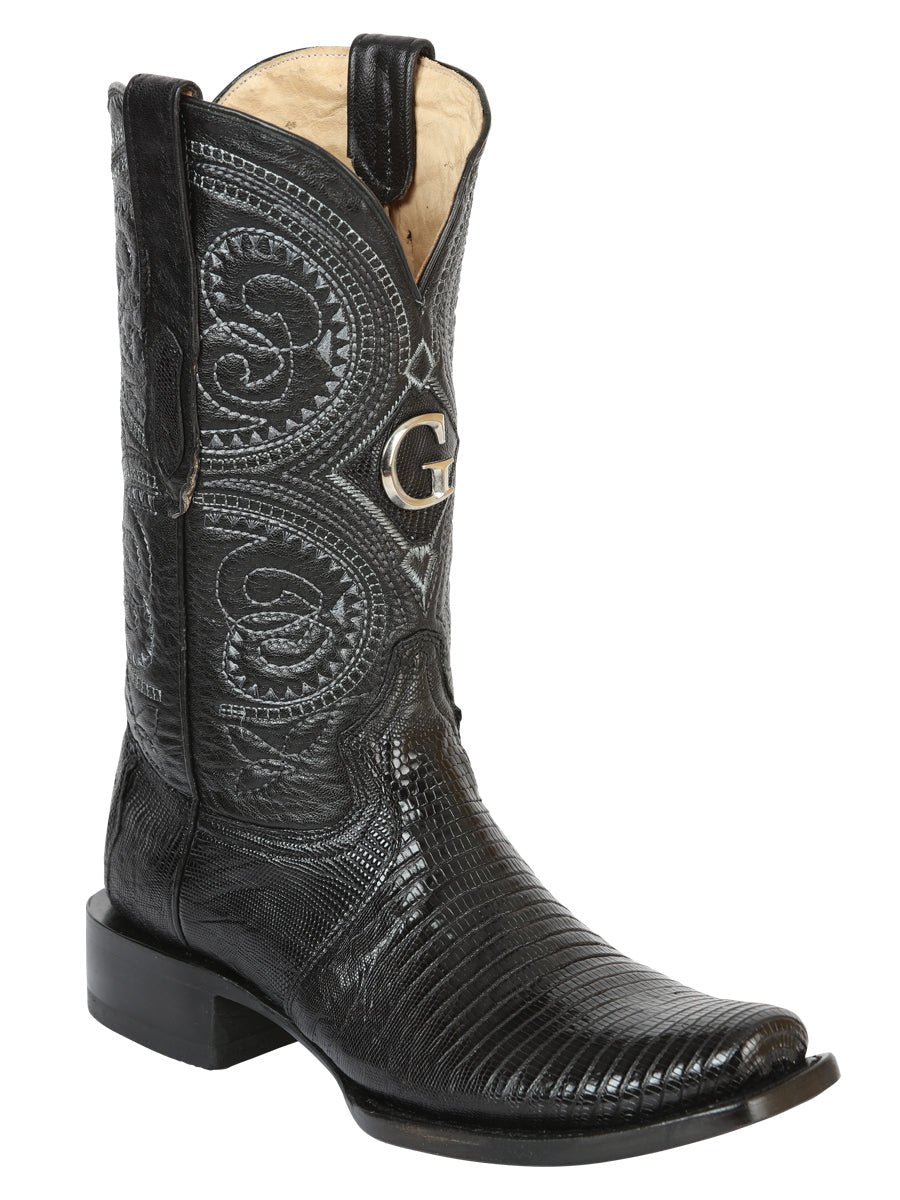 Men's Leather Lizard Original Exotic Cowboy Boots 'El General' Black 45512 - BELLEZA'S - Men's Leather Lizard Original Exotic Cowboy Boots 'El General' Black 45512 - Men's Boot - 04551201