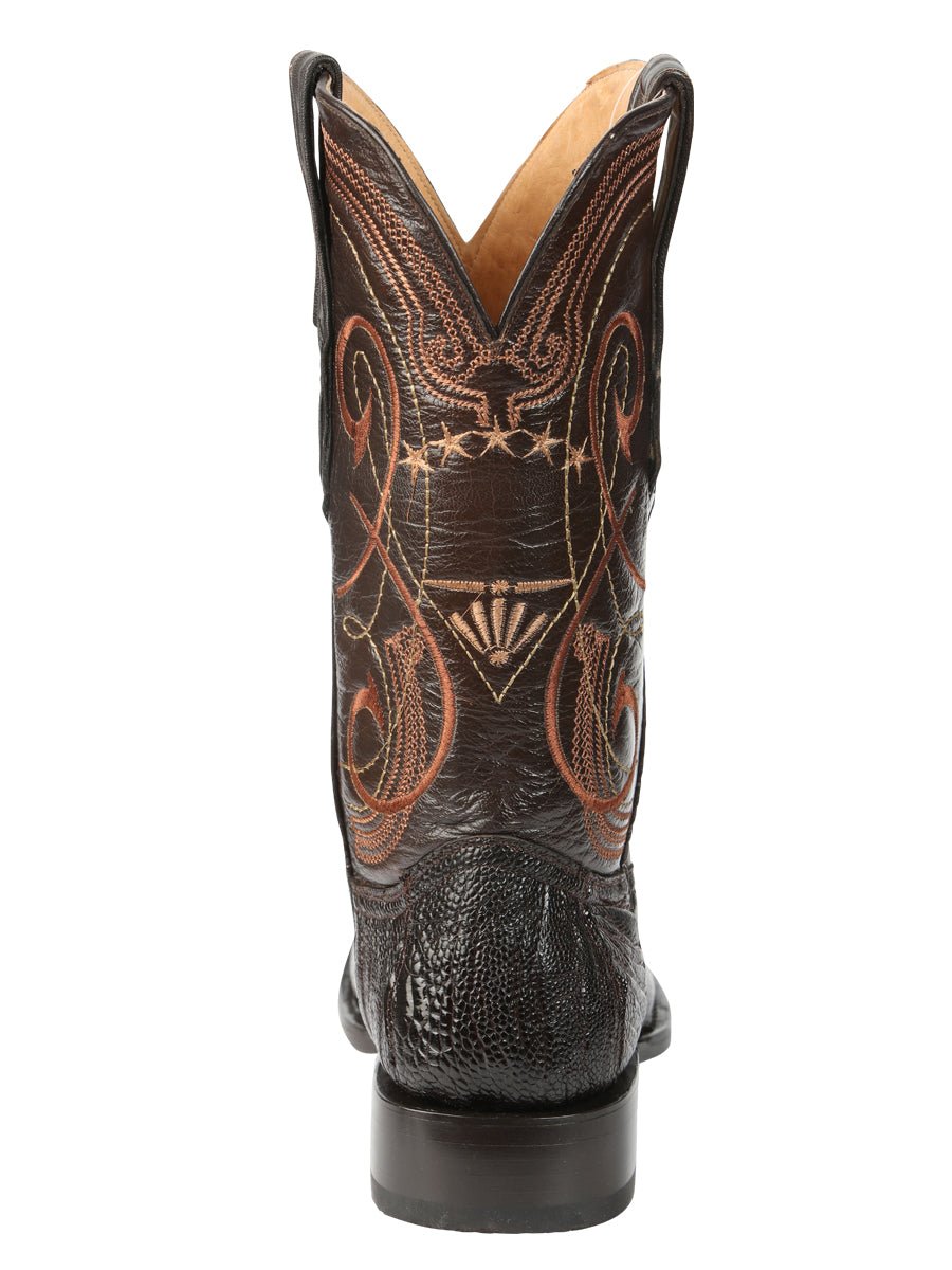 Men's Leather Original Ostrich Leg Exotic Cowboy Boots 'El General' Coffee 45511 - BELLEZA'S - Men's Leather Original Ostrich Leg Exotic Cowboy Boots 'El General' Coffee 45511 - Men's Boot - 04551101