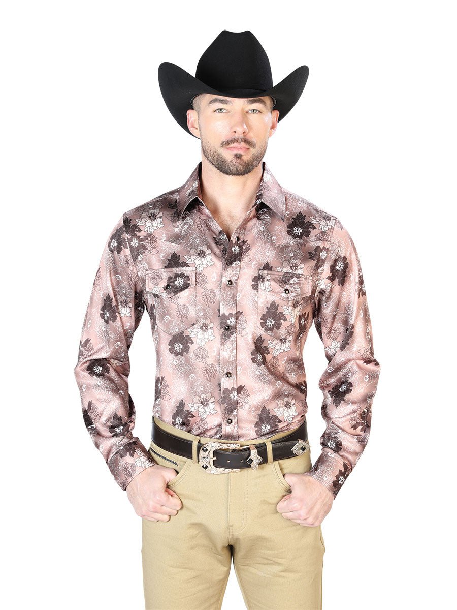 Men's Light Brown Printed Long Sleeve Western Shirt 'El Señor de los Cielos' 43947 - BELLEZA'S - Men's Light Brown Printed Long Sleeve Western Shirt 'El Señor de los Cielos' 43947 - Men's Shirt - 04394701