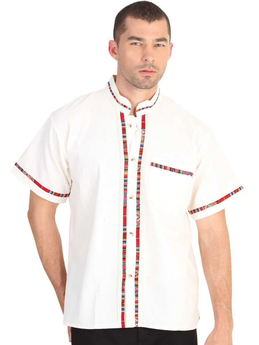 Men's Mexican Artisanal Guayabera Shirt 100% Cotton Beige 601819 - BELLEZA'S - Men's Mexican Artisanal Guayabera Shirt 100% Cotton Beige 601819 - Men's Shirt Guayabera - 60181901