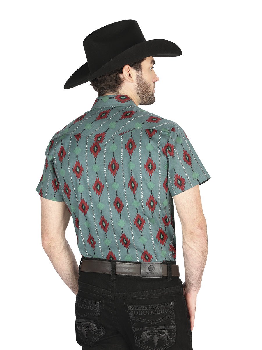 Men's Mint Western Cowboy Short Sleeve Shirt El Señor De Los Cielos 44463 - BELLEZA'S - Men's Mint Western Cowboy Short Sleeve Shirt El Señor De Los Cielos 44463 - Men's Shirt - 04446301