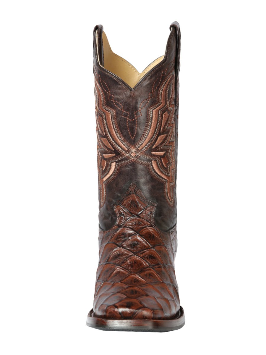 Men's Monster Fish Print Imit. Pirarucu Rodeo Western Cowboy Boots 'El General' 44664 - BELLEZA'S - Men's Monster Fish Print Imit. Pirarucu Rodeo Western Cowboy Boots 'El General' 44664 - Men's Boot - 04466401
