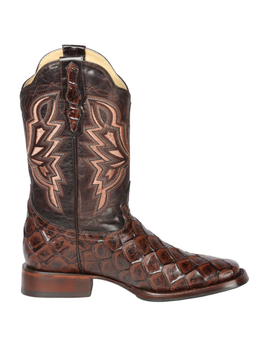Men's Monster Fish Print Imit. Pirarucu Rodeo Western Cowboy Boots 'El General' 44664 - BELLEZA'S - Men's Monster Fish Print Imit. Pirarucu Rodeo Western Cowboy Boots 'El General' 44664 - Men's Boot - 04466401