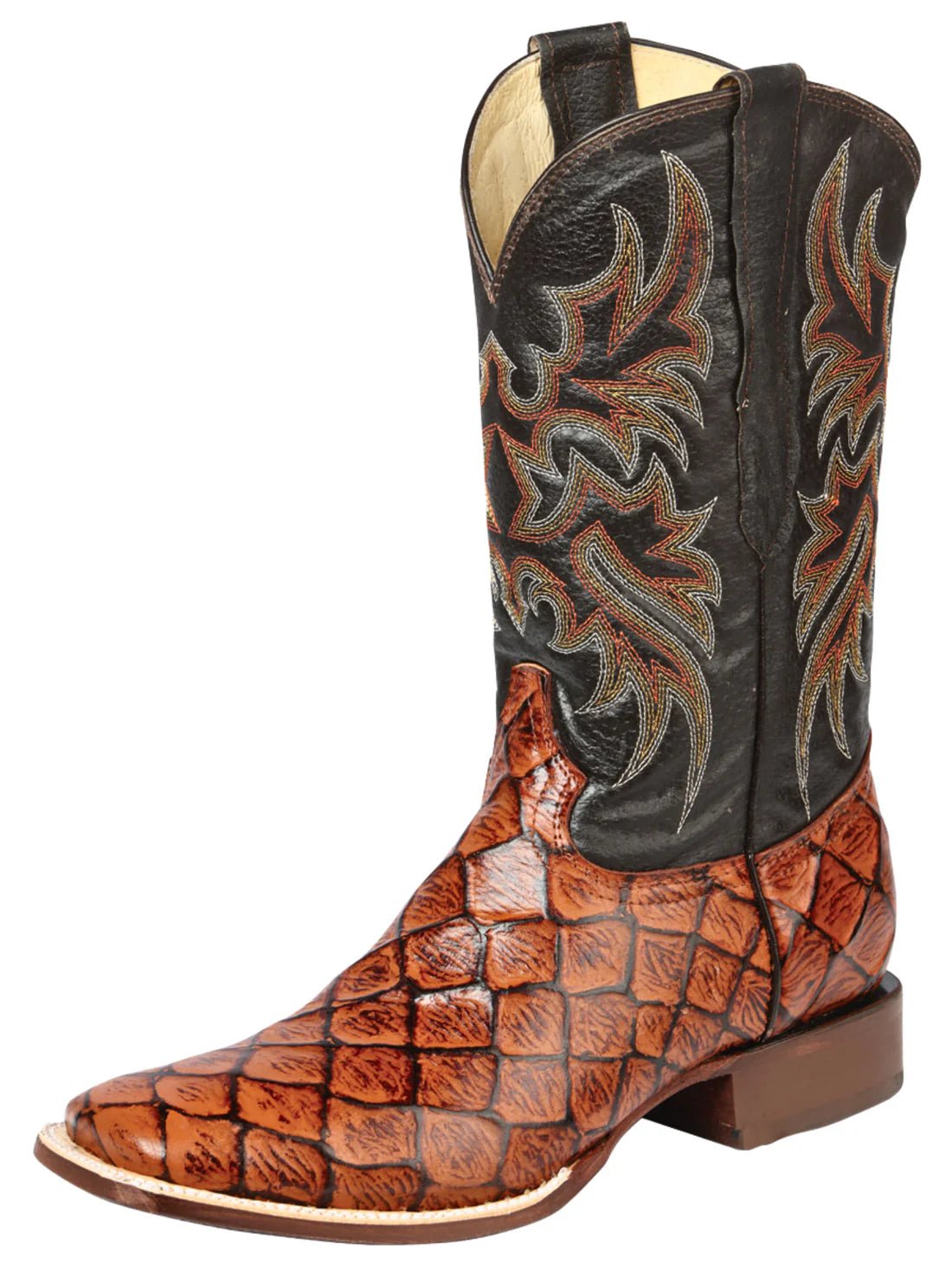 Men's Monster Fish Printed Western Cowboy Boots 'El Señor de los Cielos' Cogñac 44933 - BELLEZA'S - Men's Monster Fish Printed Western Cowboy Boots 'El Señor de los Cielos' Cogñac 44933 - Men's Boot - 04493301