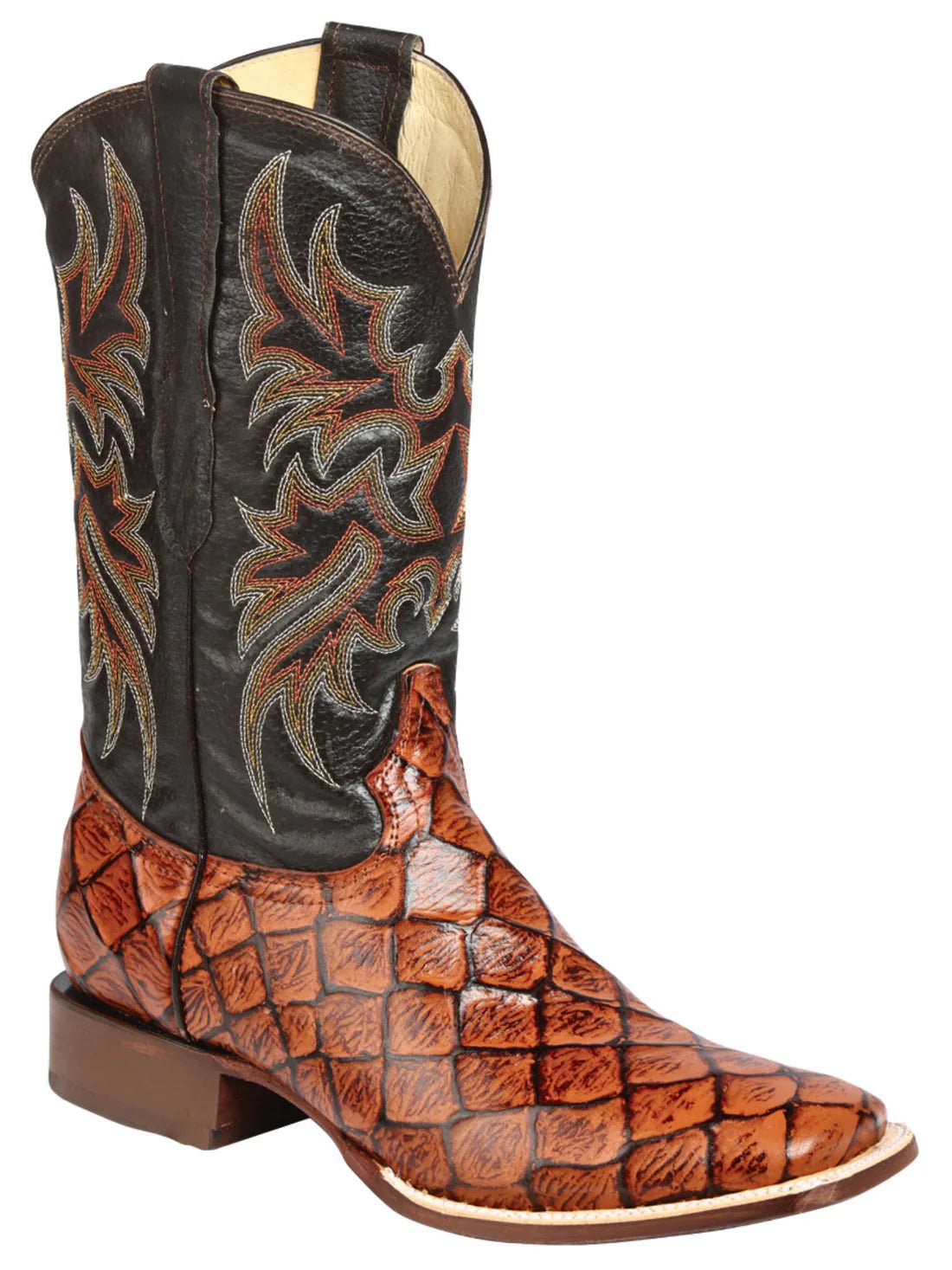 Men's Monster Fish Printed Western Cowboy Boots 'El Señor de los Cielos' Cogñac 44933 - BELLEZA'S - Men's Monster Fish Printed Western Cowboy Boots 'El Señor de los Cielos' Cogñac 44933 - Men's Boot - 04493301