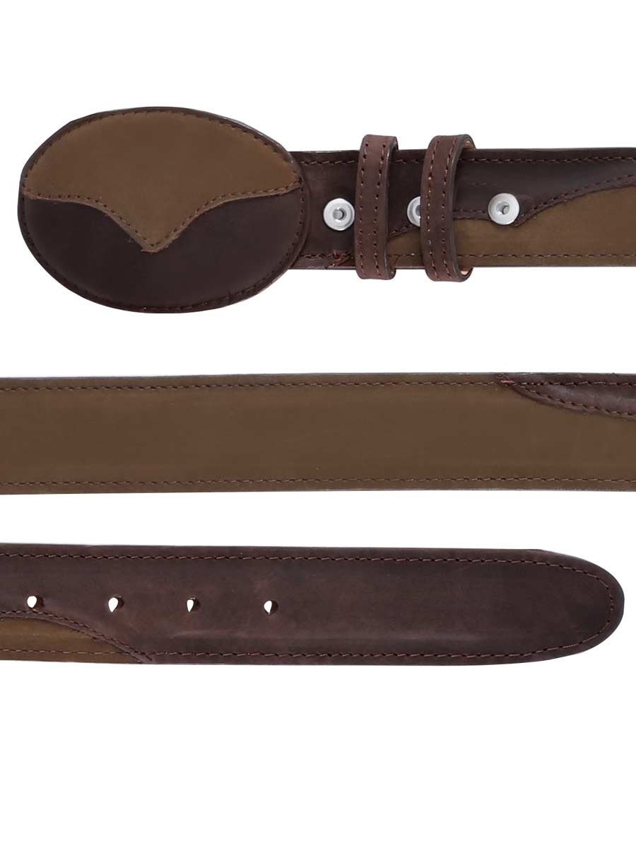Men's Nobuck Leather Cowboy Belt with Oval Buckle, 1 1/2" Width 'El General' 41108 - BELLEZA'S - Men's Nobuck Leather Cowboy Belt with Oval Buckle, 1 1/2" Width 'El General' 41108 - Men's Belts - 04110801