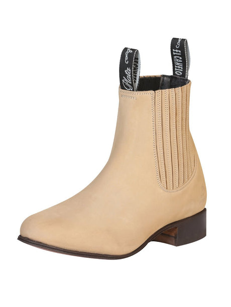 Men's Nubuck Leather Classic Charro Ankle Boots 'El Canelo' Atlas Sand 228 - BELLEZA'S - Men's Nubuck Leather Classic Charro Ankle Boots 'El Canelo' Atlas Sand 228 - Men's Ankle Boots - 00022801