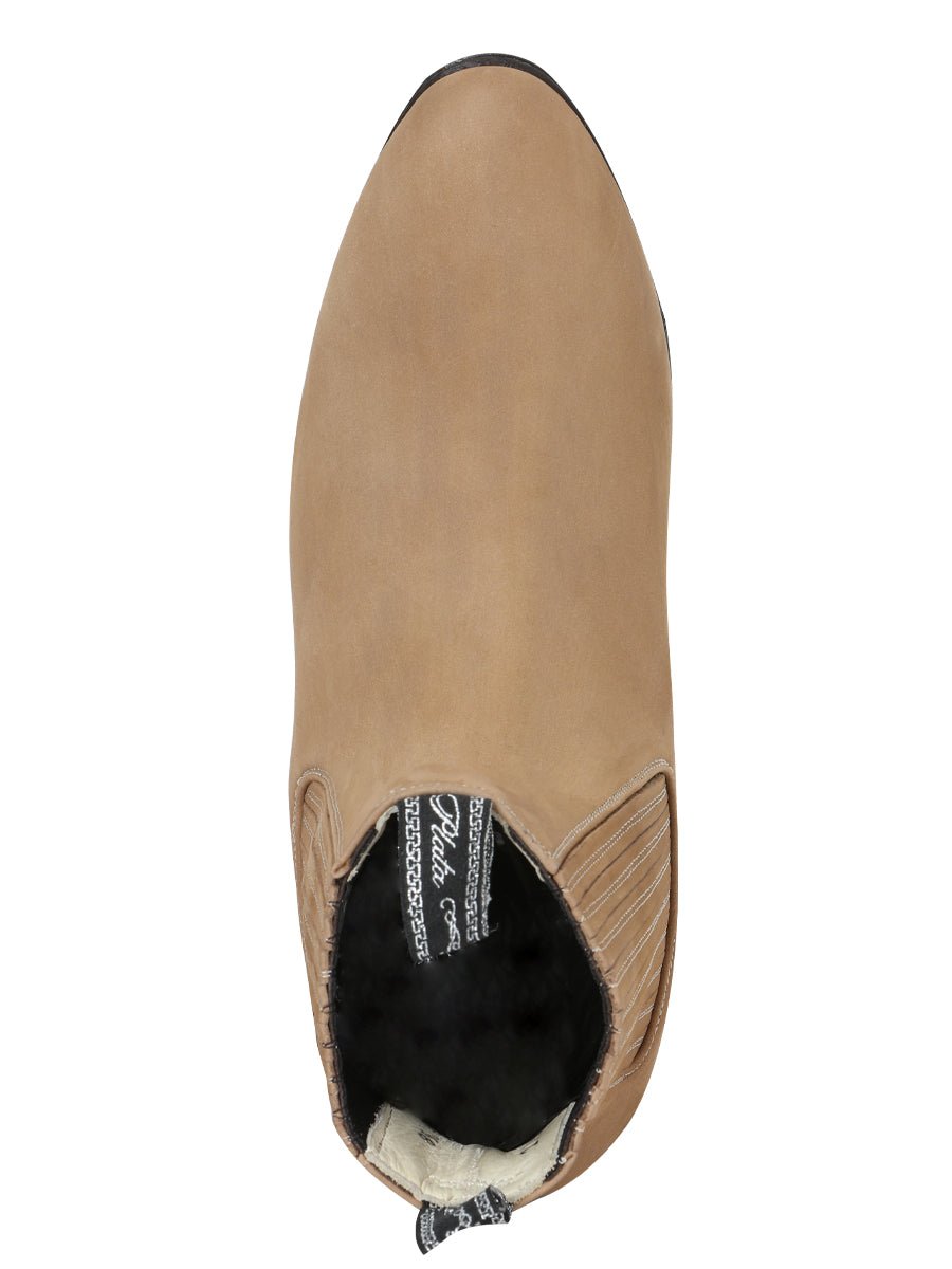 Men's Nubuck Leather Classic Charro Ankle Boots 'El Canelo' Beige Color 230 - BELLEZA'S - Men's Nubuck Leather Classic Charro Ankle Boots 'El Canelo' Beige Color 230 - Men's Ankle Boots - 00023001