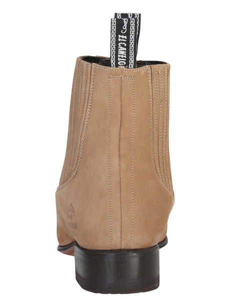 Men's Nubuck Leather Classic Charro Ankle Boots 'El Canelo' Beige Color 230 - BELLEZA'S - Men's Nubuck Leather Classic Charro Ankle Boots 'El Canelo' Beige Color 230 - Men's Ankle Boots - 00023001