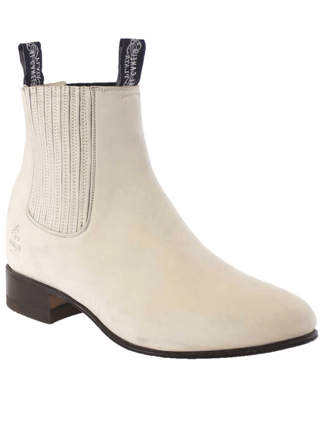 Men's Nubuck Leather Classic Charro Ankle Boots 'El Canelo' Natural Color Bone 229 - BELLEZA'S - Men's Nubuck Leather Classic Charro Ankle Boots 'El Canelo' Natural Color Bone 229 - Men's Ankle Boots - 00022901