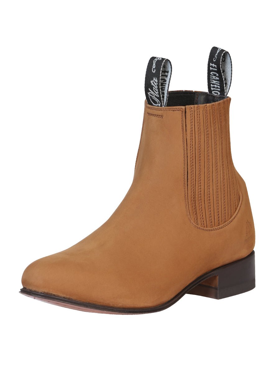 Men's Nubuck Leather Classic Charro Ankle Boots 'El Canelo' Taupe Color 231 - BELLEZA'S - Men's Nubuck Leather Classic Charro Ankle Boots 'El Canelo' Taupe Color 231 - Men's Ankle Boots - 00023101