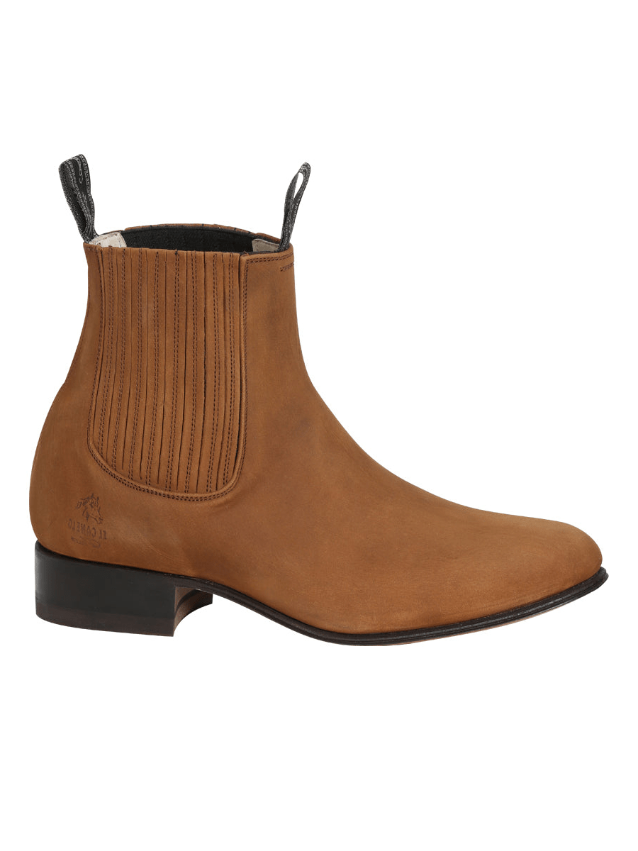 Men's Nubuck Leather Classic Charro Ankle Boots 'El Canelo' Taupe Color 231 - BELLEZA'S - Men's Nubuck Leather Classic Charro Ankle Boots 'El Canelo' Taupe Color 231 - Men's Ankle Boots - 00023101