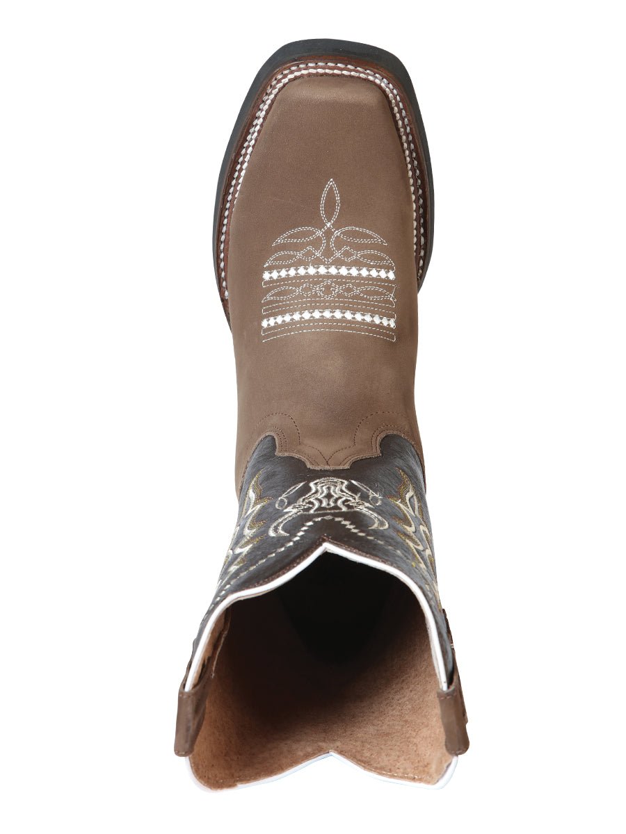 Men's Nubuck Leather Embroidered Design Rodeo Cowboy Boots 'El General' 51113 - BELLEZA'S - Men's Nubuck Leather Embroidered Design Rodeo Cowboy Boots 'El General' 51113 - Men's Boot - 05111301