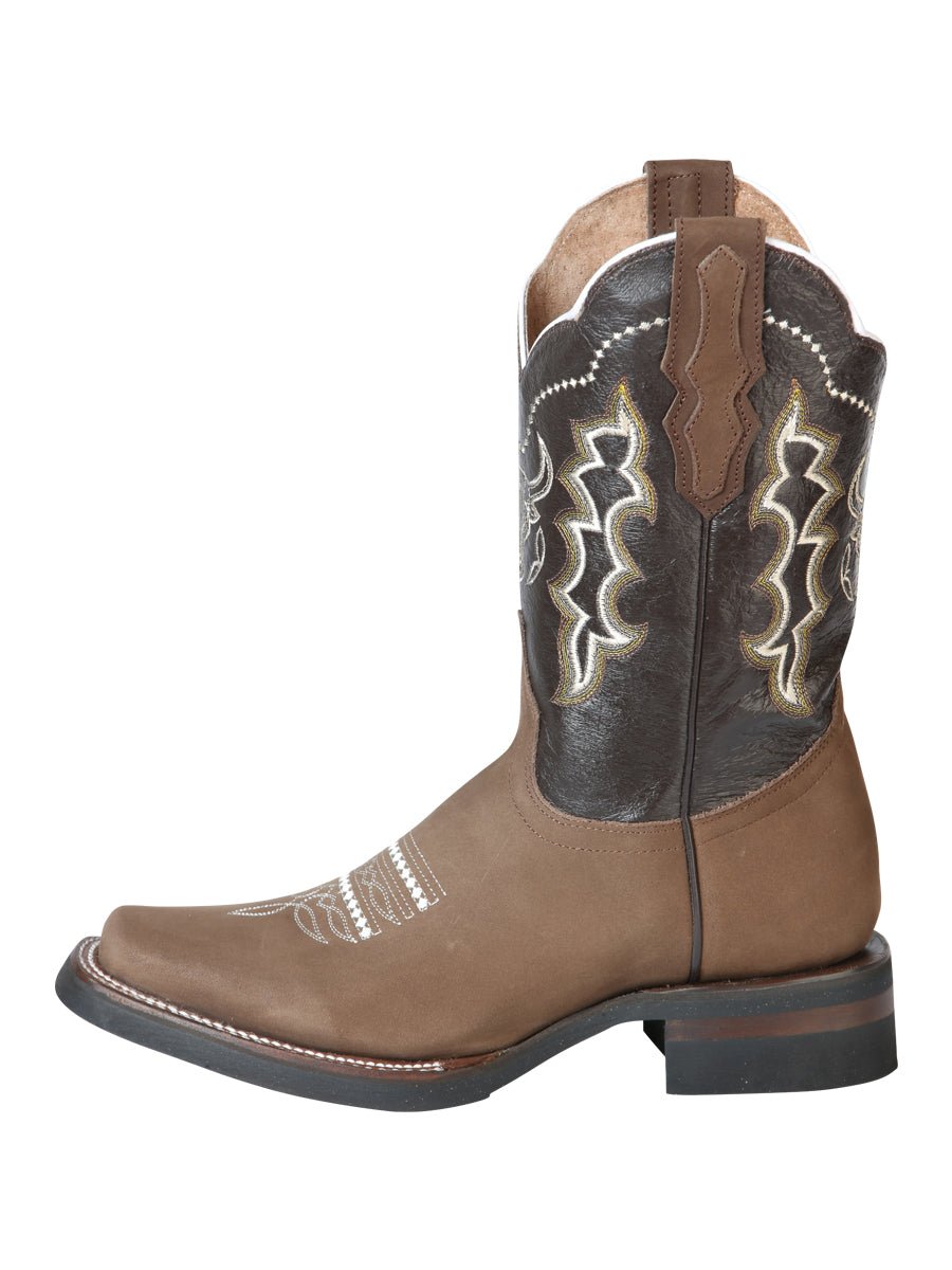 Men's Nubuck Leather Embroidered Design Rodeo Cowboy Boots 'El General' 51113 - BELLEZA'S - Men's Nubuck Leather Embroidered Design Rodeo Cowboy Boots 'El General' 51113 - Men's Boot - 05111301
