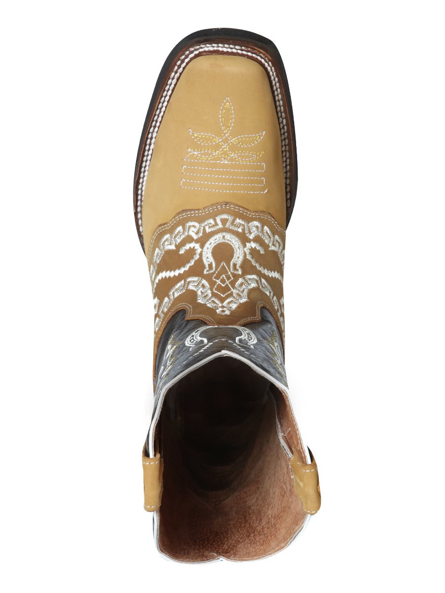 Men's Nubuck Leather Embroidered Saddle Rodeo Western Cowboy Boots 'El General' 51111 - BELLEZA'S - Men's Nubuck Leather Embroidered Saddle Rodeo Western Cowboy Boots 'El General' 51111 - Men's Boot - 05111101