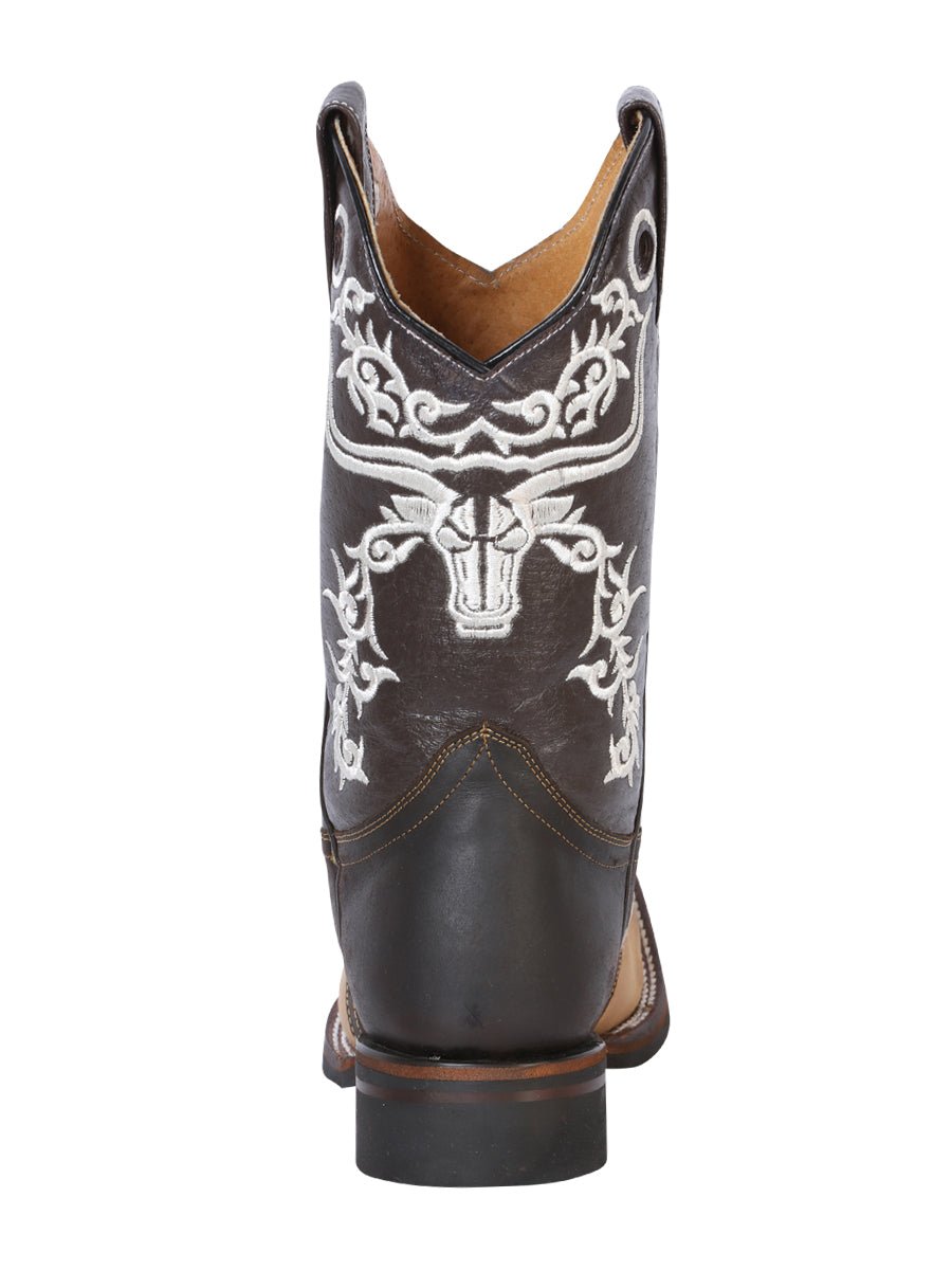 Men's Nubuck Leather Embroidered Saddle Western Cowboy Boots 'El General' Honey 33316 - BELLEZA'S - Men's Nubuck Leather Embroidered Saddle Western Cowboy Boots 'El General' Honey 33316 - Men's Boot - 03331601