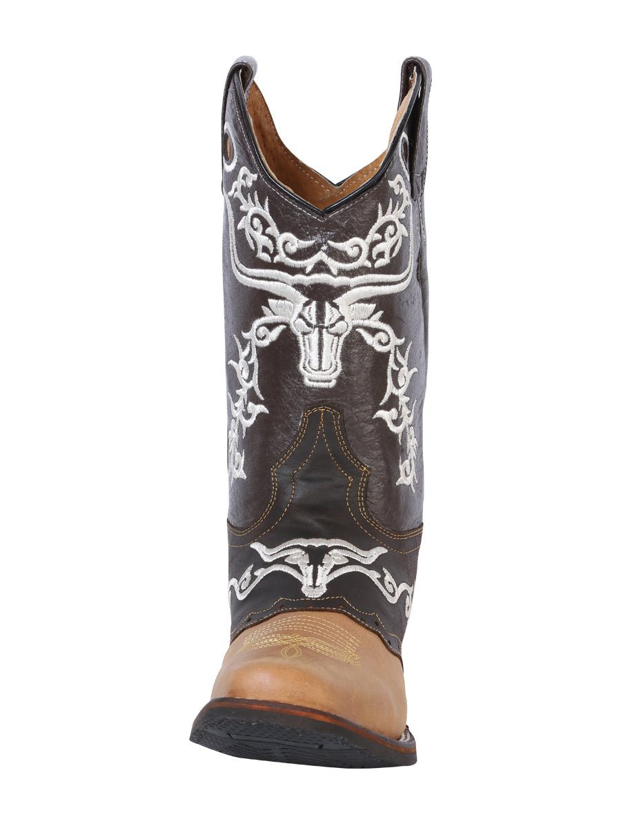Men's Nubuck Leather Embroidered Saddle Western Cowboy Boots 'El General' Honey 33316 - BELLEZA'S - Men's Nubuck Leather Embroidered Saddle Western Cowboy Boots 'El General' Honey 33316 - Men's Boot - 03331601