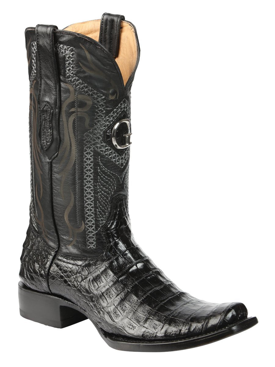Men's Original Caiman Belly Exotic Cowboy Boots 'El General' Black 45518 - BELLEZA'S - Men's Original Caiman Belly Exotic Cowboy Boots 'El General' Black 45518 - Men's Boot - 04551801