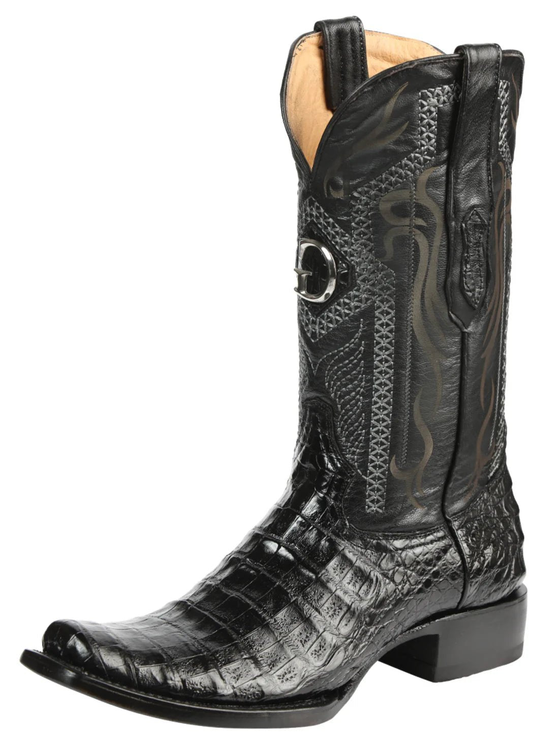 Men's Original Caiman Belly Exotic Cowboy Boots 'El General' Black 45518 - BELLEZA'S - Men's Original Caiman Belly Exotic Cowboy Boots 'El General' Black 45518 - Men's Boot - 04551801