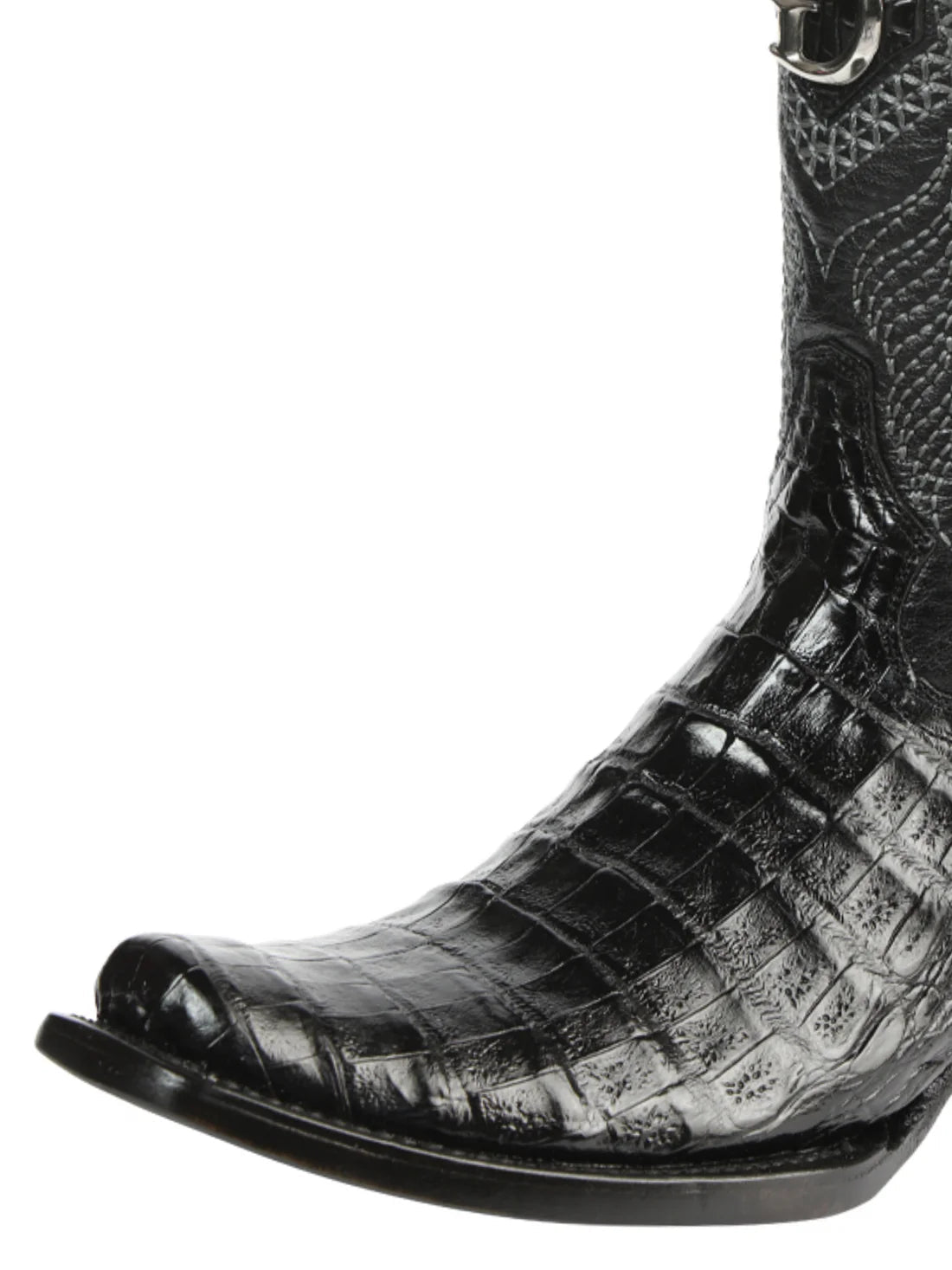 Men's Original Caiman Belly Exotic Cowboy Boots 'El General' Black 45518 - BELLEZA'S - Men's Original Caiman Belly Exotic Cowboy Boots 'El General' Black 45518 - Men's Boot - 04551801