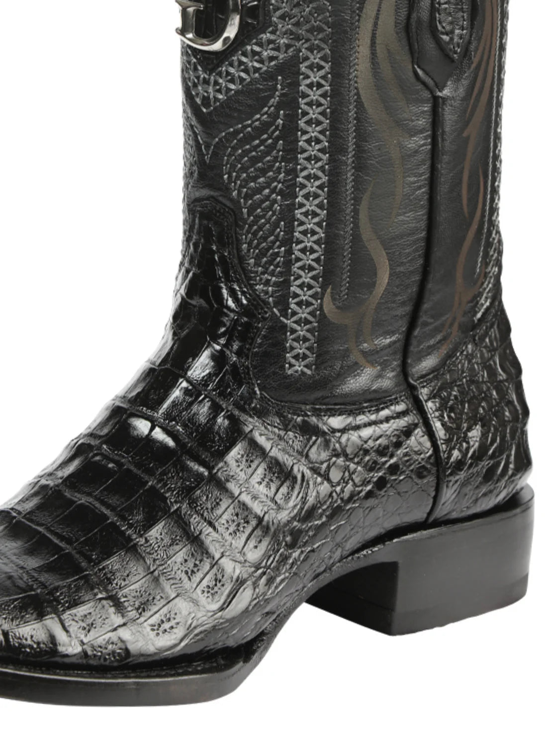 Men's Original Caiman Belly Exotic Cowboy Boots 'El General' Black 45518 - BELLEZA'S - Men's Original Caiman Belly Exotic Cowboy Boots 'El General' Black 45518 - Men's Boot - 04551801