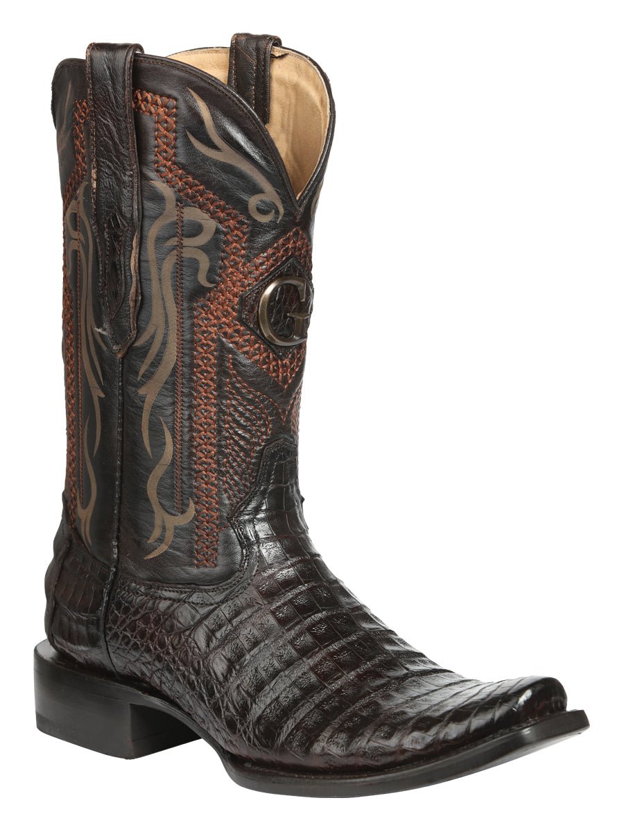 Men's Original Leather Caiman Exotic Cowboy Boots 'El General' Brown 45519 - BELLEZA'S - Men's Original Leather Caiman Exotic Cowboy Boots 'El General' Brown 45519 - Men's Boot - 04551901