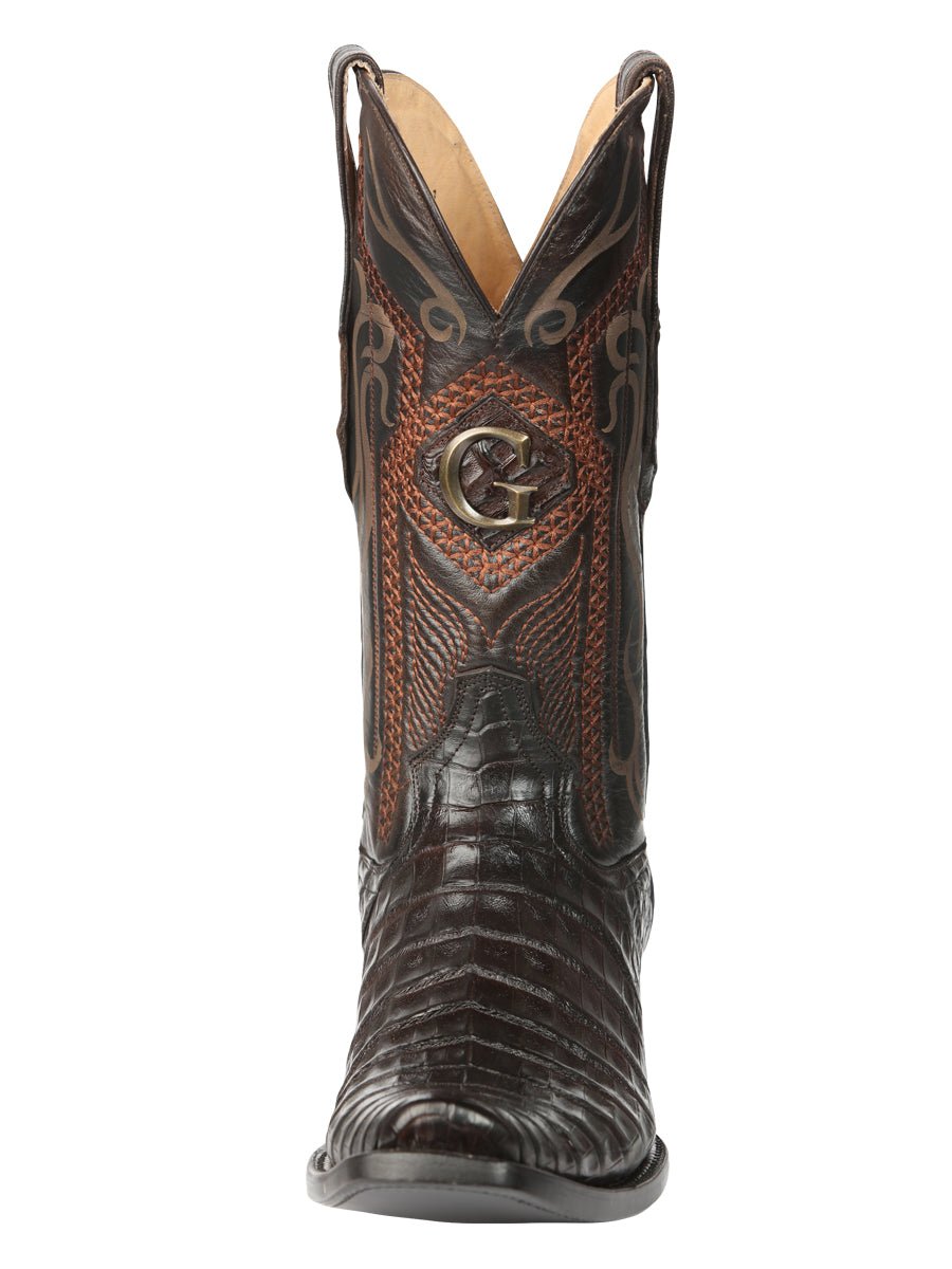 Men's Original Leather Caiman Exotic Cowboy Boots 'El General' Brown 45519 - BELLEZA'S - Men's Original Leather Caiman Exotic Cowboy Boots 'El General' Brown 45519 - Men's Boot - 04551901