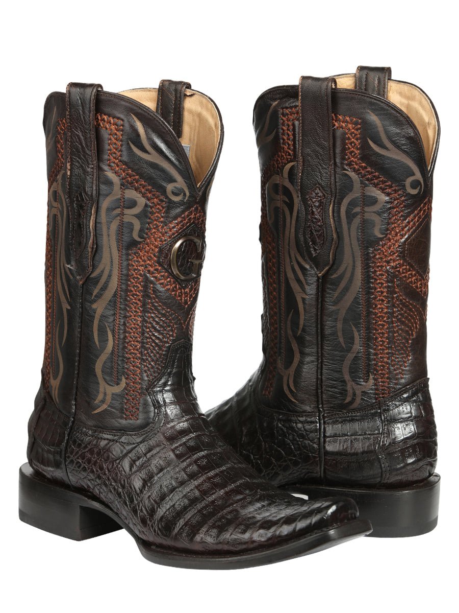 Men's Original Leather Caiman Exotic Cowboy Boots 'El General' Brown 45519 - BELLEZA'S - Men's Original Leather Caiman Exotic Cowboy Boots 'El General' Brown 45519 - Men's Boot - 04551901