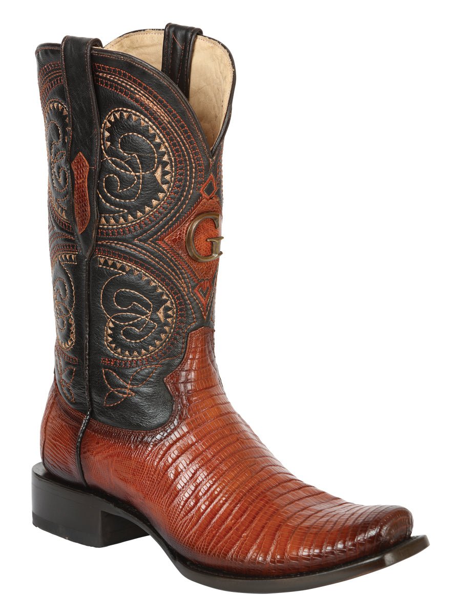Men's Original Leather Lizard Exotic Cowboy Boots 'El General' Cognac 45514 - BELLEZA'S - Men's Original Leather Lizard Exotic Cowboy Boots 'El General' Cognac 45514 - Men's Boot - 04551401