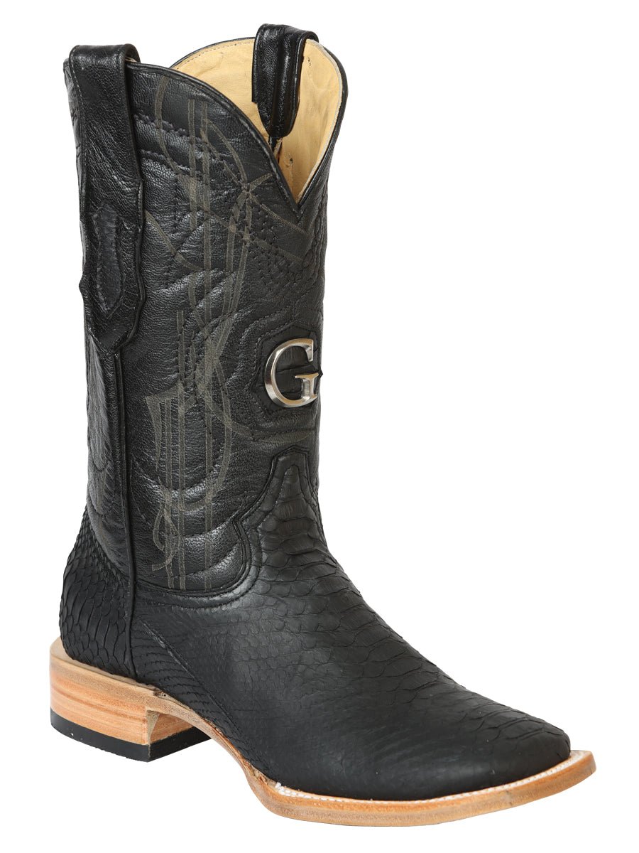 Men's Original Leather Ostrich Leg Exotic Cowboy Boots 'El General' Black 45503 - BELLEZA'S - Men's Original Leather Ostrich Leg Exotic Cowboy Boots 'El General' Black 45503 - Men's Boot - 04550301