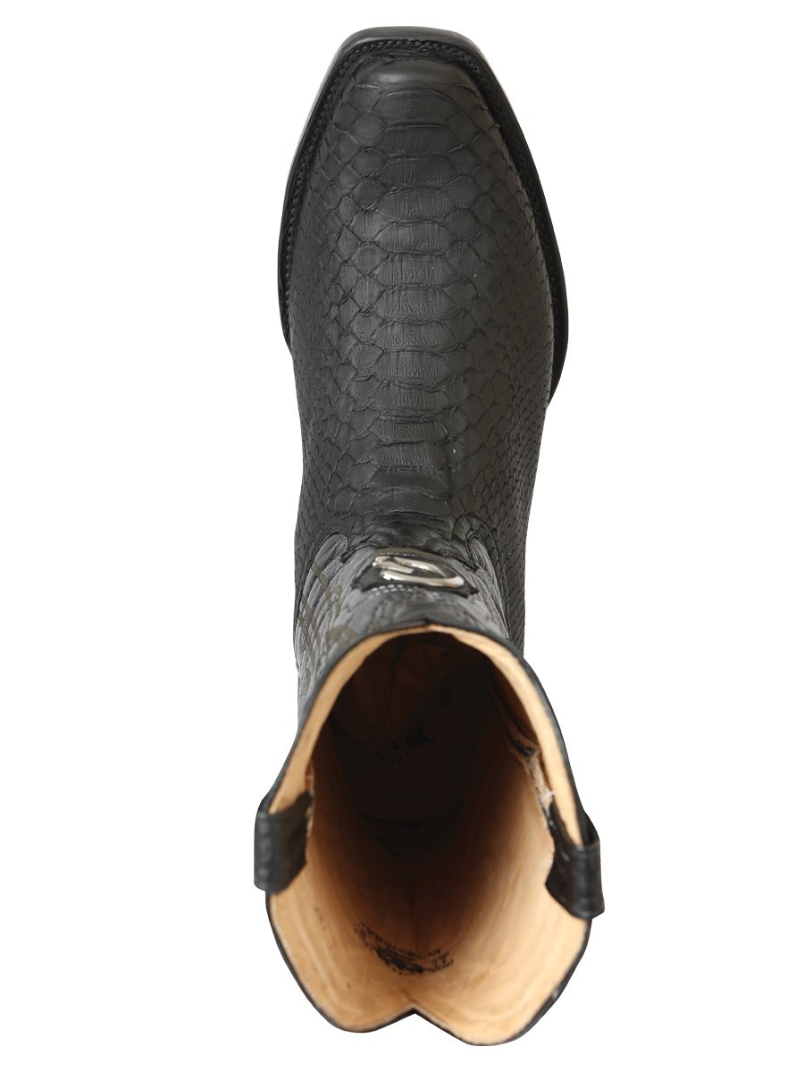 Men's Original Leather Python Exotic Cowboy Boots 'El General' Black 45523 - BELLEZA'S - Men's Original Leather Python Exotic Cowboy Boots 'El General' Black 45523 - Men's Boot - 04552301
