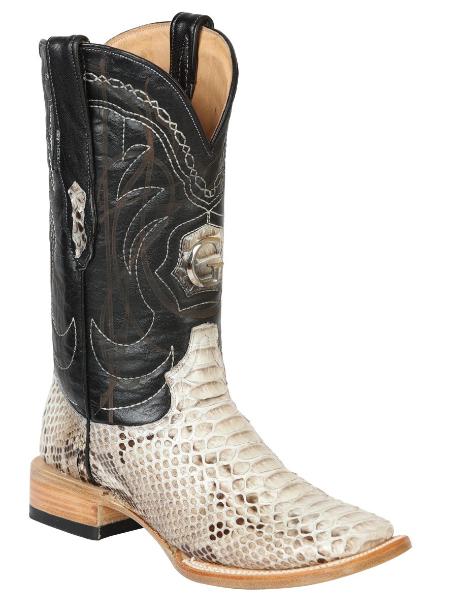 Men's Original Leather Python Exotic Cowboy Boots 'El General' Natural 45501 - BELLEZA'S - Men's Original Leather Python Exotic Cowboy Boots 'El General' Natural 45501 - Men's Boot - 04550101