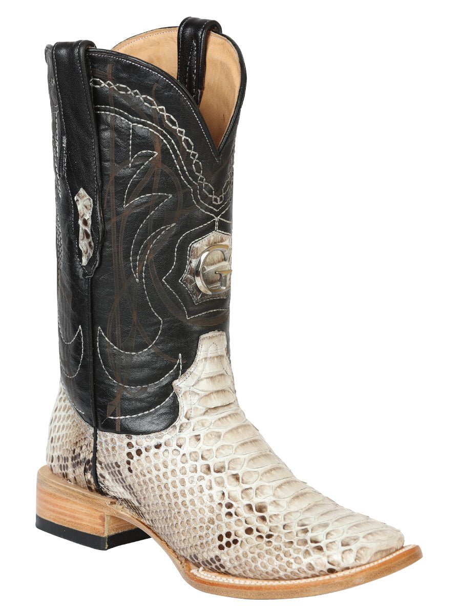 Men's Original Leather Python Exotic Cowboy Boots 'El General' Natural 45501 - BELLEZA'S - Men's Original Leather Python Exotic Cowboy Boots 'El General' Natural 45501 - Men's Boot - 04550101