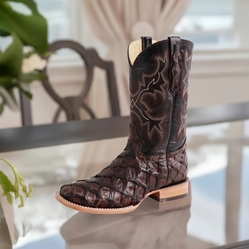 Men's Original Monster Fish Exotic Western Rodeo Cowboy Boots '100 Years' Brown 44116 - BELLEZA'S - Men's Original Monster Fish Exotic Western Rodeo Cowboy Boots '100 Years' Brown 44116 - Men's Boot - 04411601