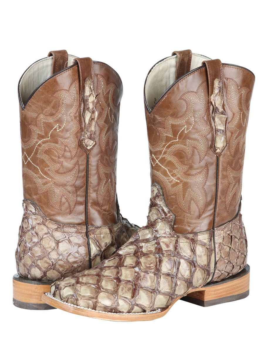 Men's Original Monster Fish Exotic Western Rodeo Cowboy Boots '100 Years' Cream 44114 - BELLEZA'S - Men's Original Monster Fish Exotic Western Rodeo Cowboy Boots '100 Years' Cream 44114 - Men's Boot - 04411401