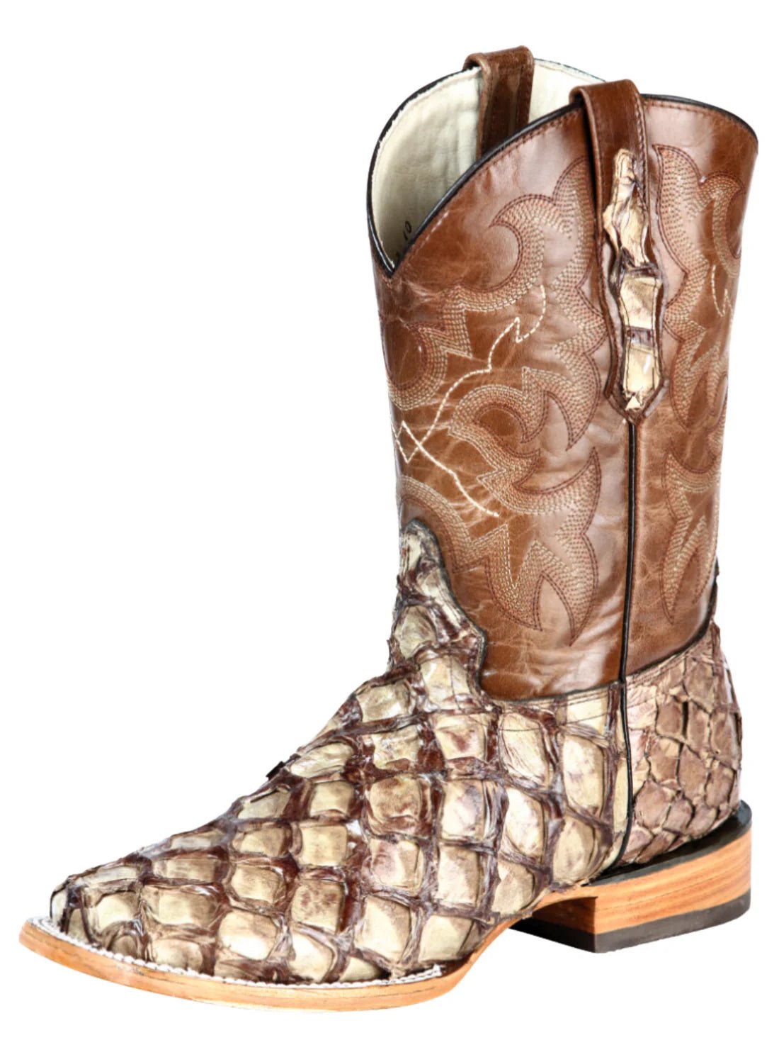 Men's Original Monster Fish Exotic Western Rodeo Cowboy Boots '100 Years' Cream 44114 - BELLEZA'S - Men's Original Monster Fish Exotic Western Rodeo Cowboy Boots '100 Years' Cream 44114 - Men's Boot - 04411401