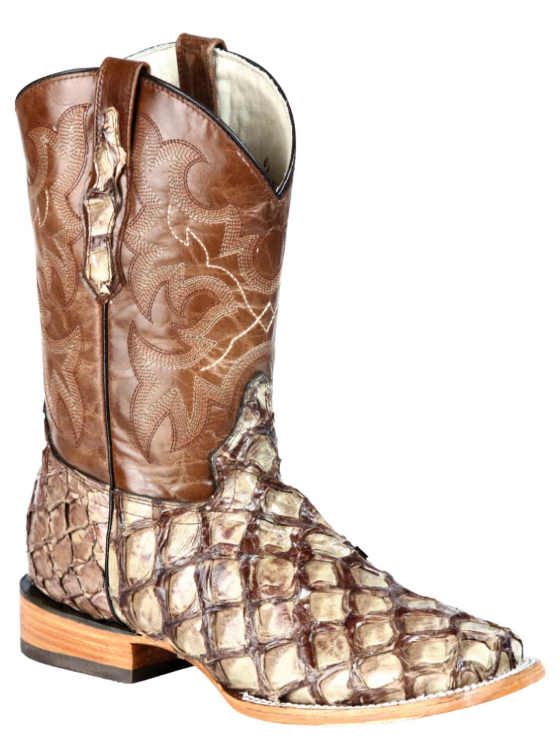 Men's Original Monster Fish Exotic Western Rodeo Cowboy Boots '100 Years' Cream 44114 - BELLEZA'S - Men's Original Monster Fish Exotic Western Rodeo Cowboy Boots '100 Years' Cream 44114 - Men's Boot - 04411401