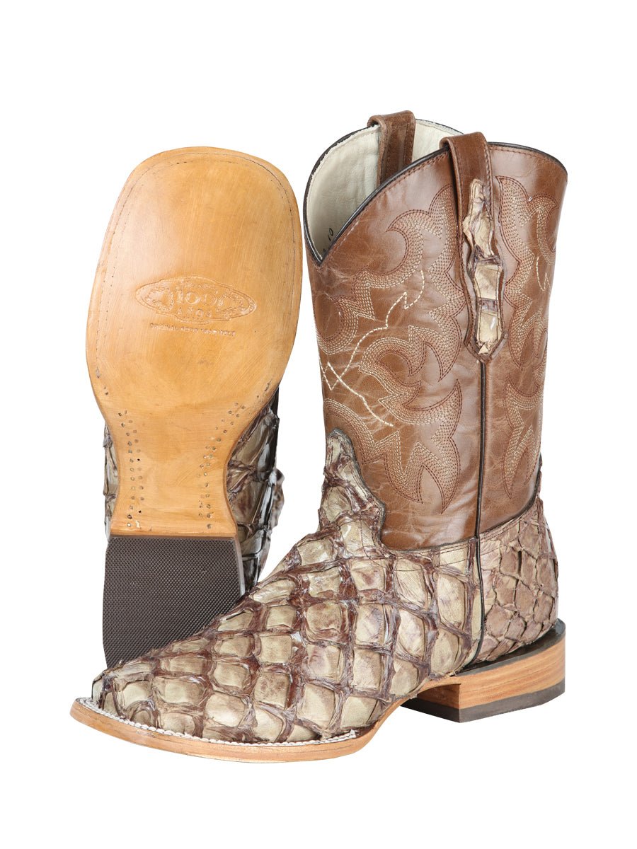 Men's Original Monster Fish Exotic Western Rodeo Cowboy Boots '100 Years' Cream 44114 - BELLEZA'S - Men's Original Monster Fish Exotic Western Rodeo Cowboy Boots '100 Years' Cream 44114 - Men's Boot - 04411401