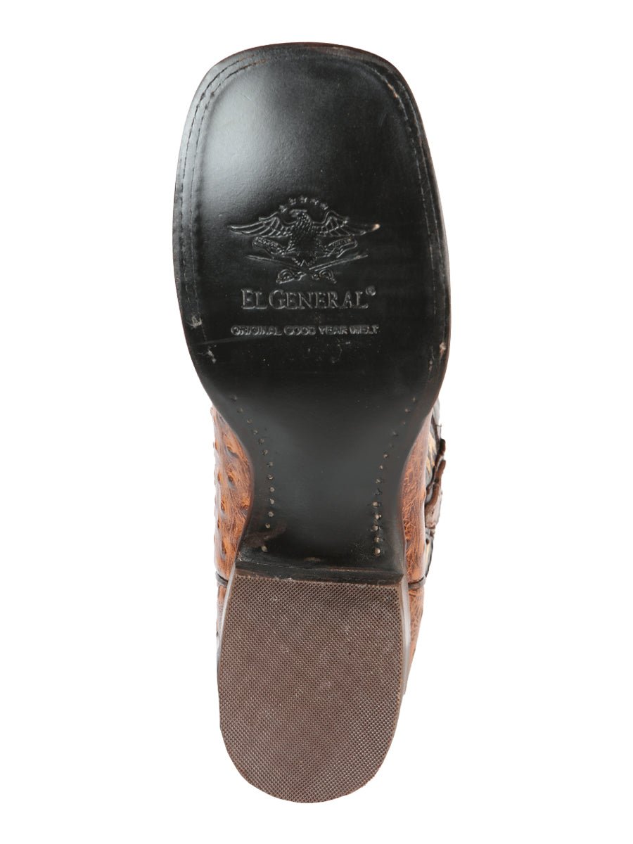 Men's Ostrich Print Cow Leather Western Cowboy Rodeo Boots 'El General' 51239 - BELLEZA'S - Men's Ostrich Print Cow Leather Western Cowboy Rodeo Boots 'El General' 51239 - Men's Boot - 05123901