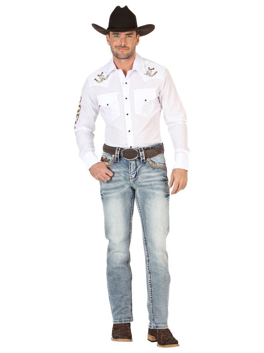 Men's Premium Denim Boot Cut Pants 'Centenario' Dark Blue 45530 - BELLEZA'S - Men's Premium Denim Boot Cut Pants 'Centenario' Dark Blue 45530 - Men's Pants - 04553001